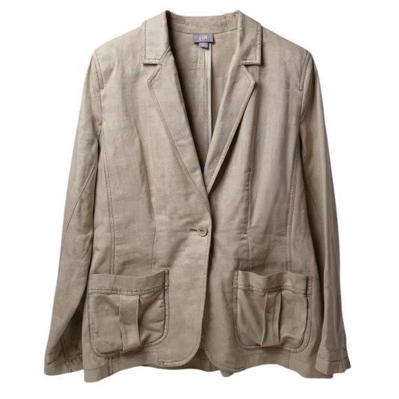 J Jill Lightweight Beige Size M One-Button Long Sleeves Beige Blazer - Picture 2 of 4